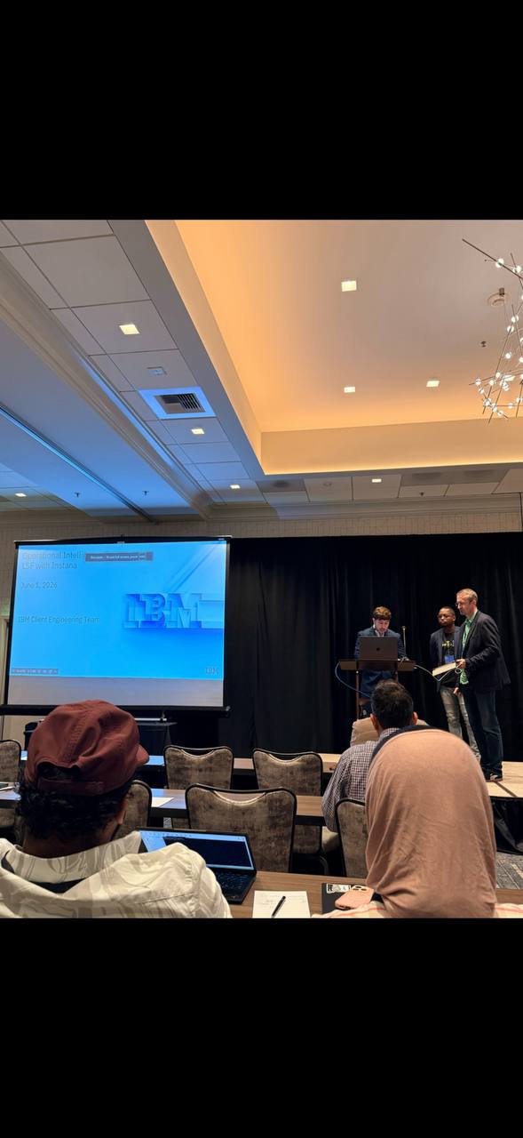 Alejandro Palumbo presenting during an LSF conference session